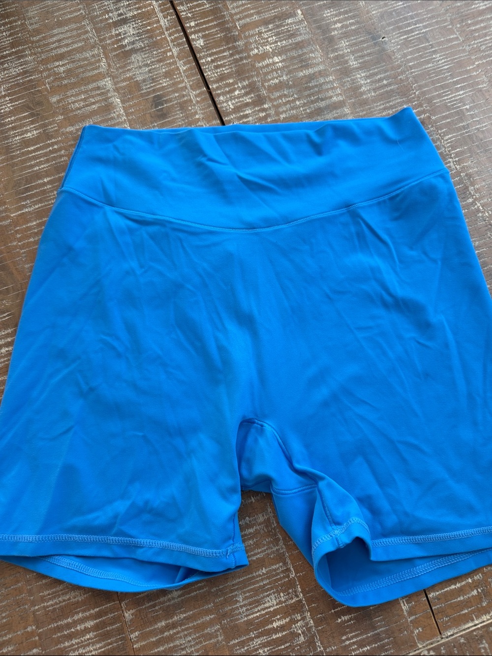 High-Rise Athletic Bike Shorts in Turquoise Blue
